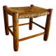 Vintage straw wood low stool