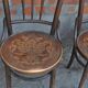 Set of 4 Thonet chairs in brown wood, 1930s bistro design, Art Nouveau curved backrest.