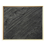 Tableau peinture abstraite monochrome minimaliste noir encadré