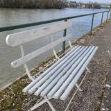 Folding garden bench in iron and old wood - 1950s