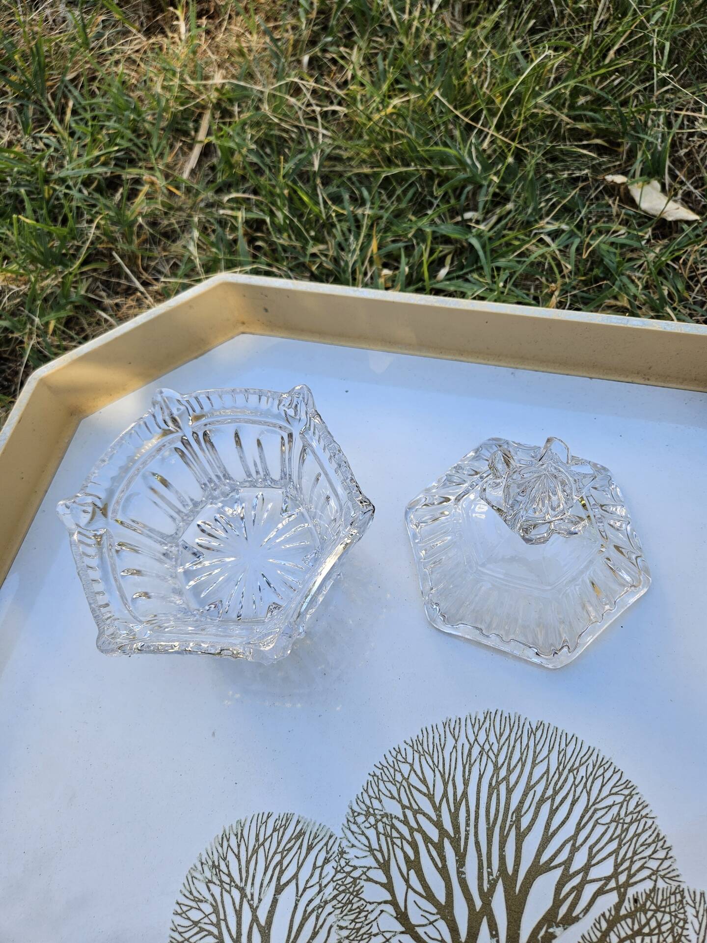 Cut crystal sugar bowl