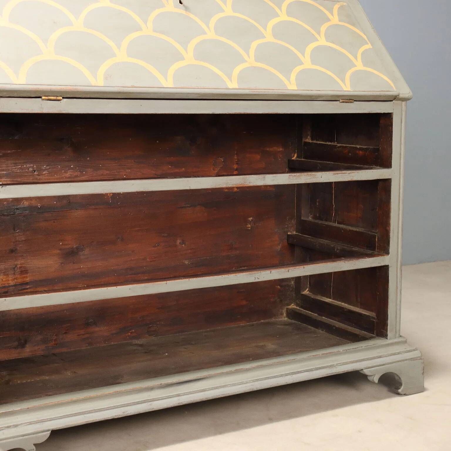 Antique drop-leaf secretary cabinet, neoclassical style, walnut, 20th century.