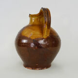 Gargoulette à eau poterie en terre cuite jaune marron vernissé. XIXème