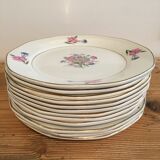 Set of 12 dessert plates carnations digoin sarreguemines
