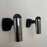 Pair of vintage adjustable wall lights, chrome metal, Italy 1970
