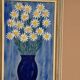 Swedish Oil on Canvas “Blue vase with flowers” by L jonsson Vintage 45x31cm