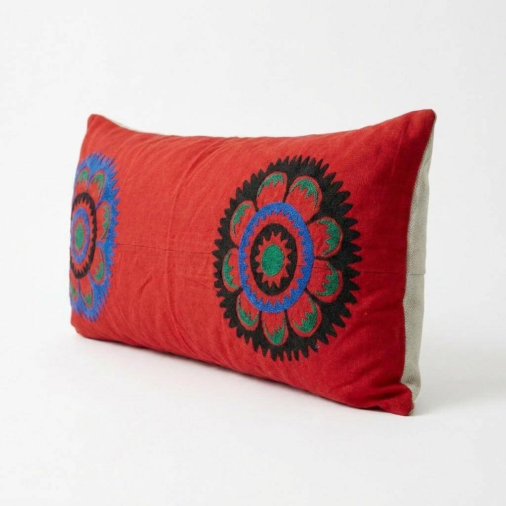 Vintage embroidered cushion cover 33x69 cm
