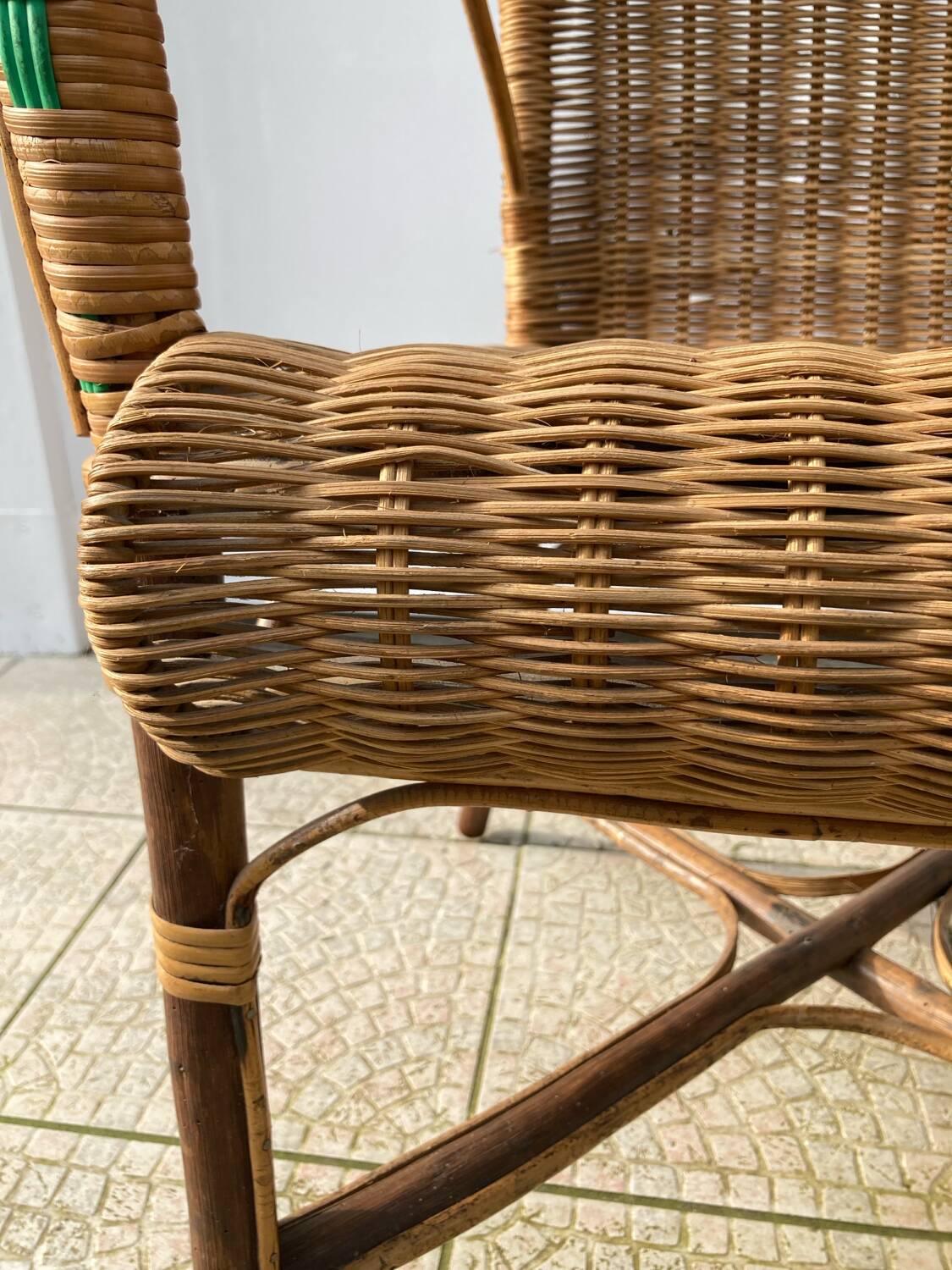 Fauteuil en osier vintage