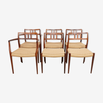 Lot de 6 chaises modèle 79 & 64 by Niels Otto Møller