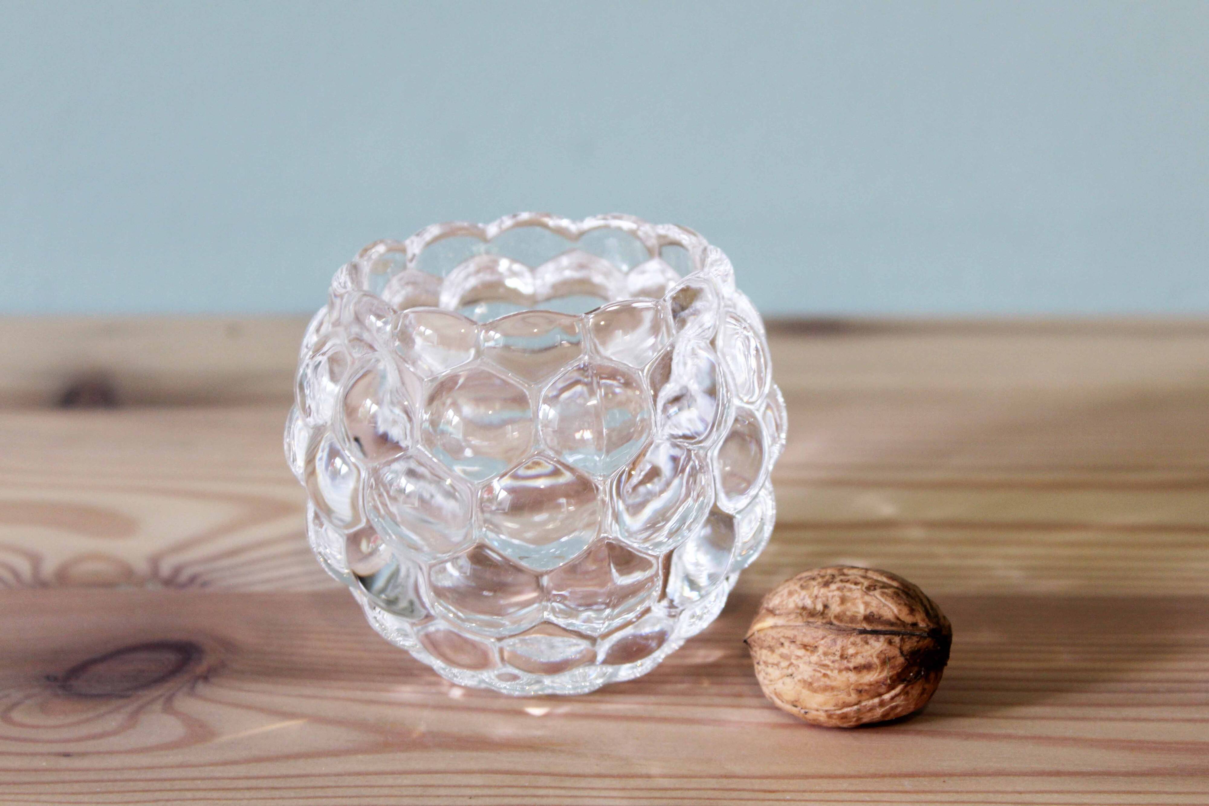 Raspberry-shaped glass tealight holder