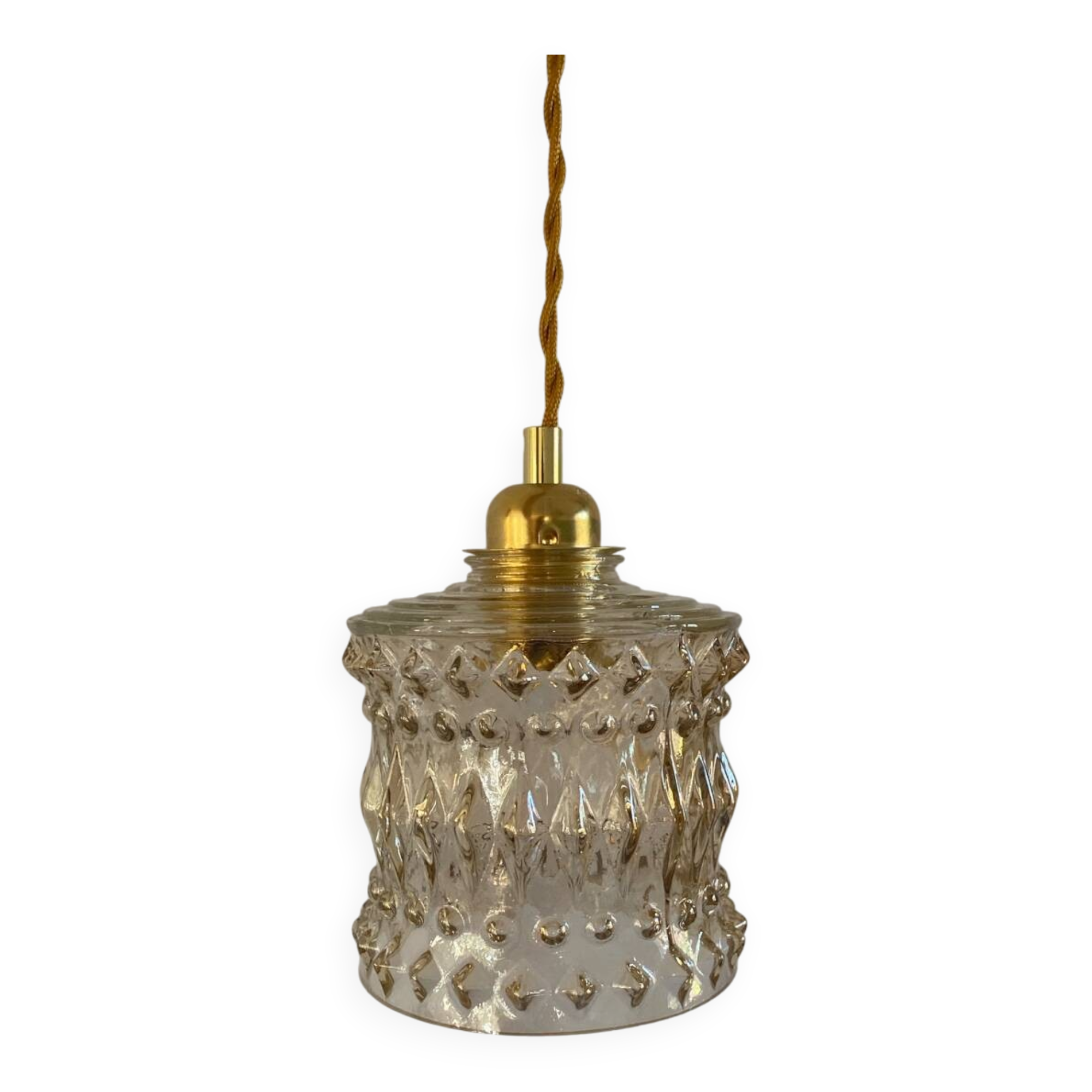 Suspension with vintage amber glass globe