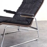 Bauhaus Leather and Chrome Model Fenix Chaise Longue by Sam Larsson for Dux