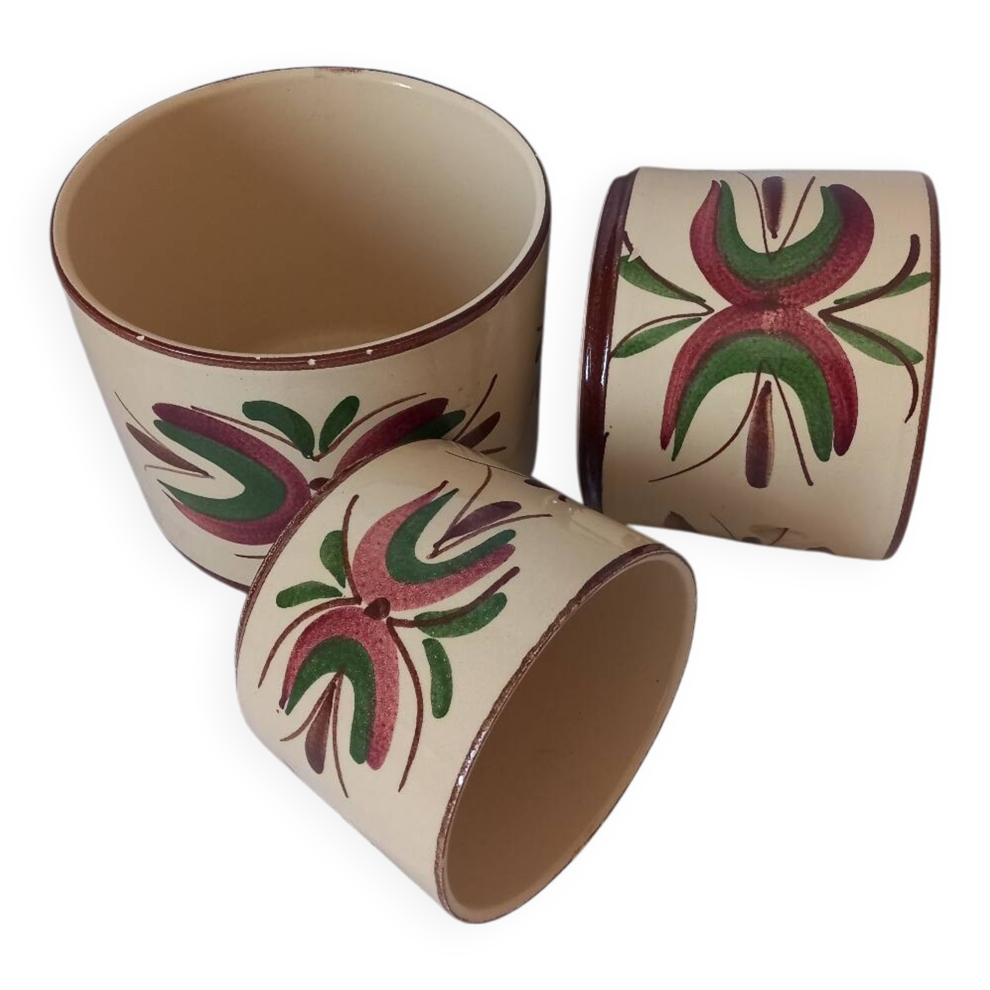 Ensemble de pots en céramique peints vintage