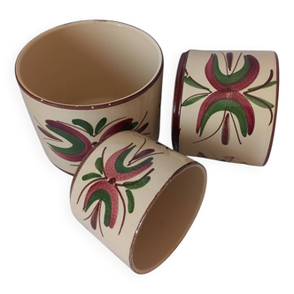 Set of vintage painted ceramic pots