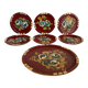 Six coasters of glass wood painted in relief under bottle