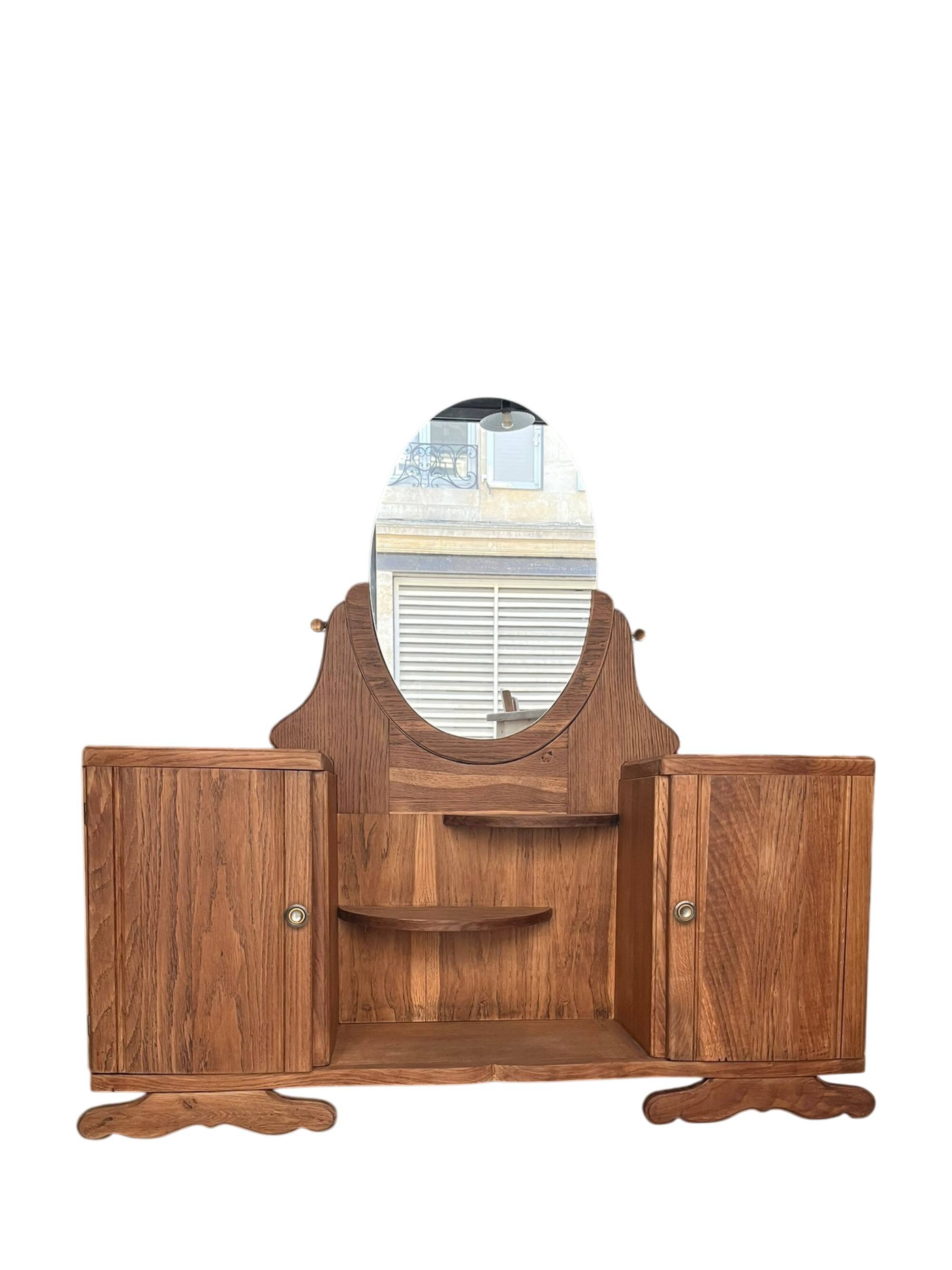 Coiffeuse buffet vintage Art Déco Mélissande 2 portes et miroir