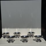 Set of 6 silver metal ice cream cups with small base D9 H5.5