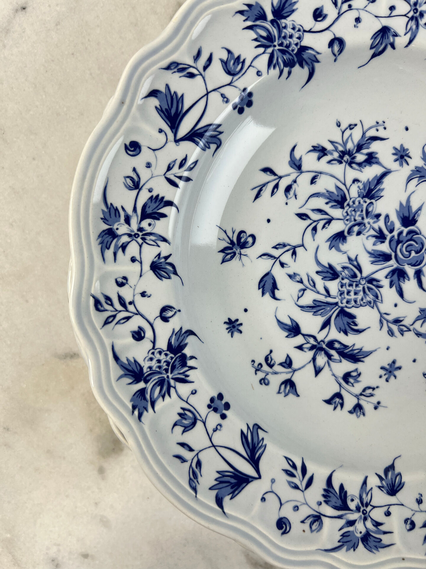Set of 6 deep plates Salins Royal France with blue floral decoration.