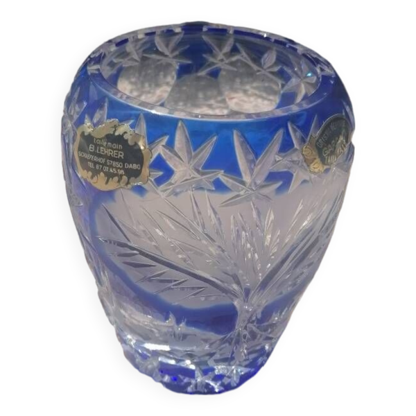 Vase vintage crystal bleu