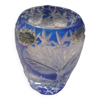 Vase vintage crystal bleu