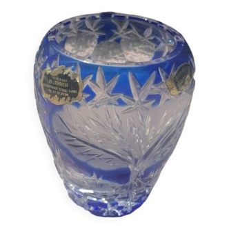 Vintage blue crystal vase