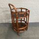 Round bamboo & rattan bar cart - italy 1960's