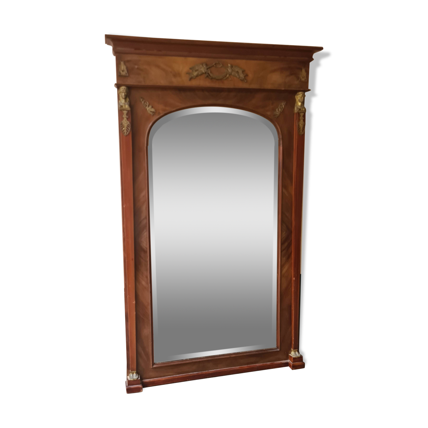 19th century Rmpire style mahogany trumeau mirror