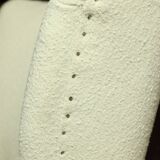 Fauteuil club vintage expo '58 tapisserie boucle blanche entièrement rénovée salon style art déco