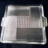 Grand dessous de plat vintage en verre pressé moulé