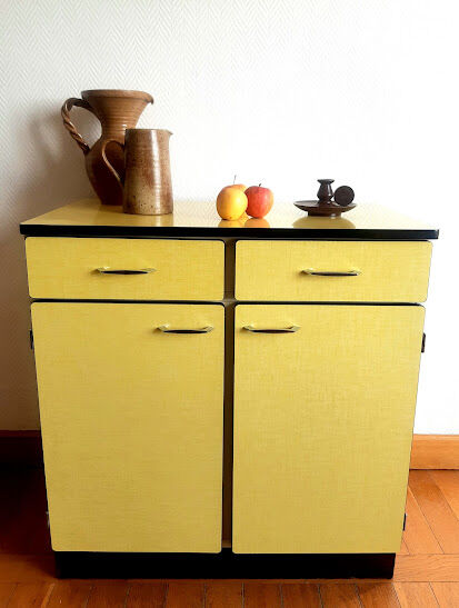 Lemon yellow formica sideboard 1960