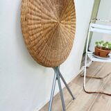 Rattan and lacquered metal folding table