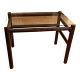 Side table made of bamboo and glass, vintage from the 1970s