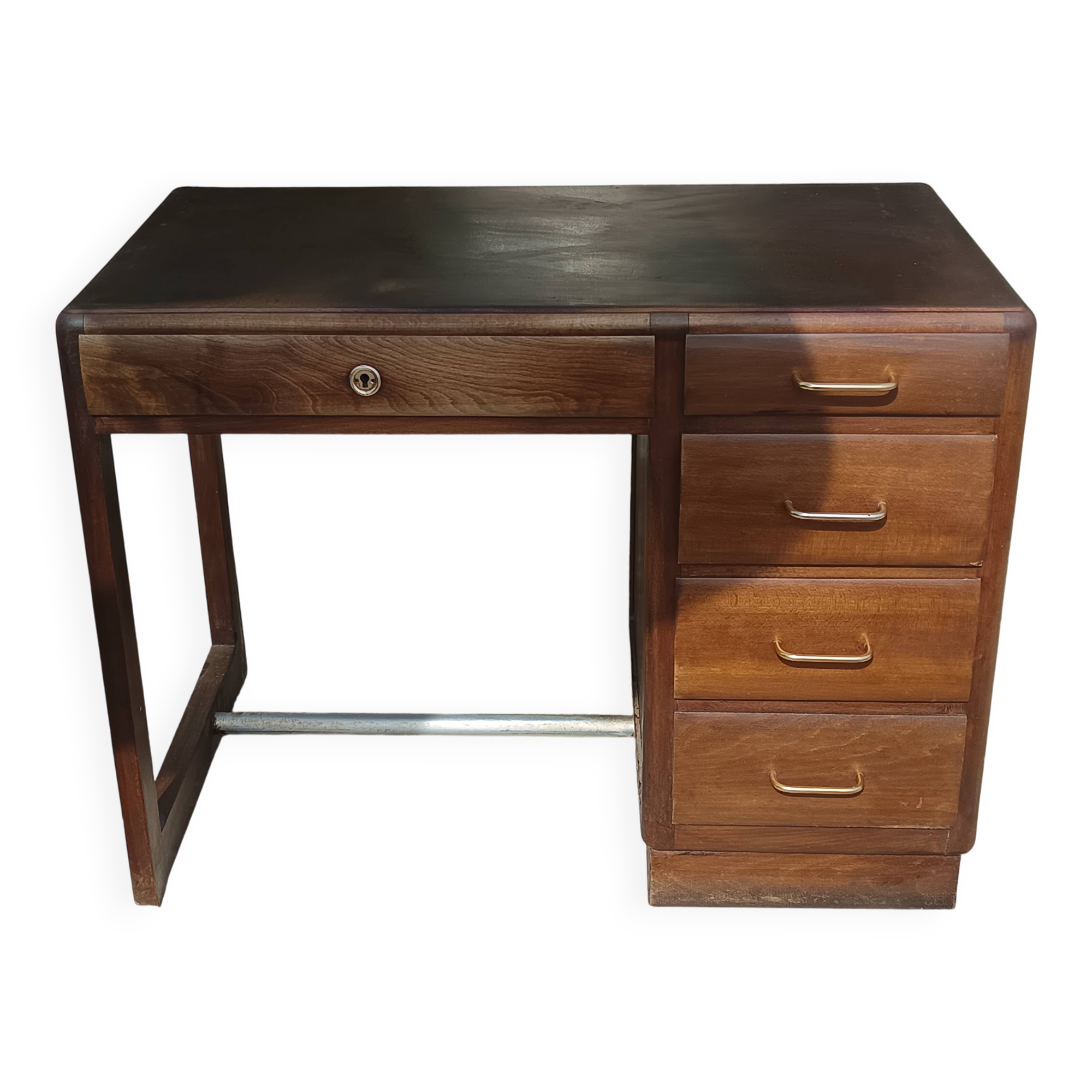 Vintage wooden desk – 5 drawers – 1960s
