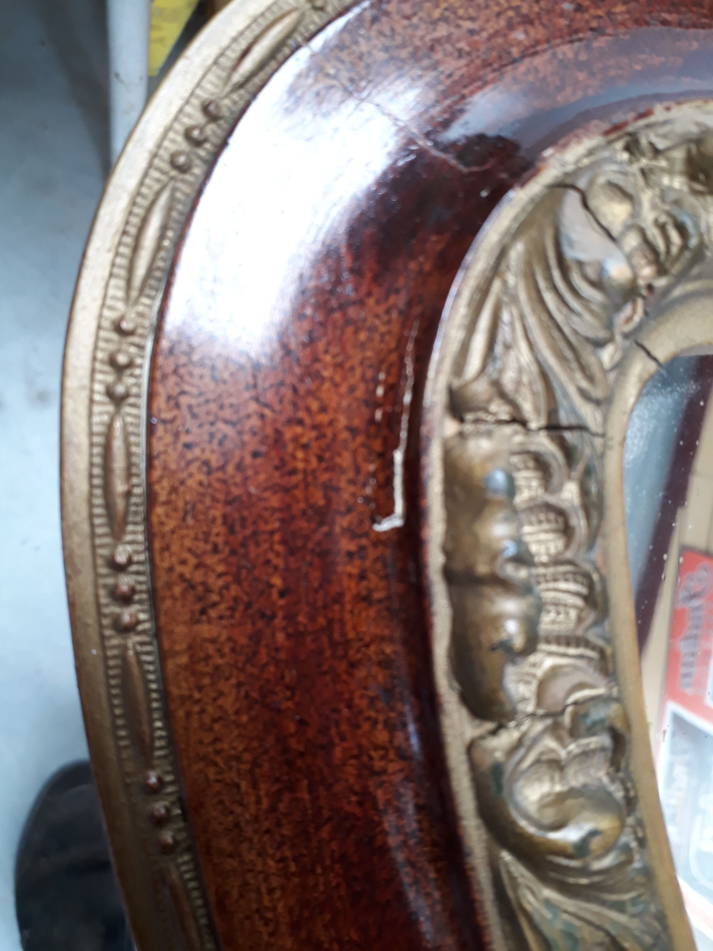 Miroir gravé vintage 1920 - 52x67cm