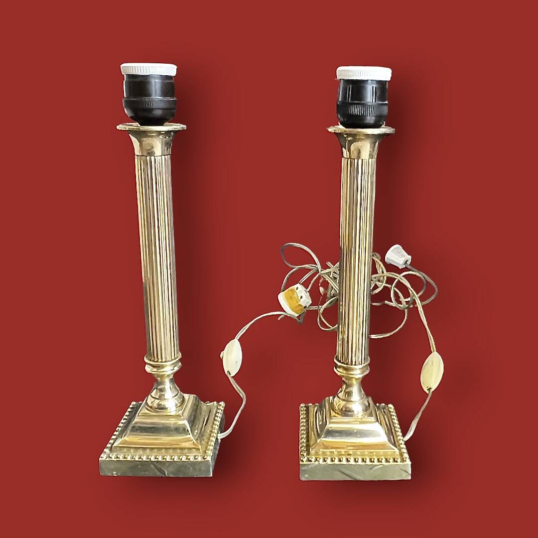 Pair of vintage solid brass lamp bases – Empire style