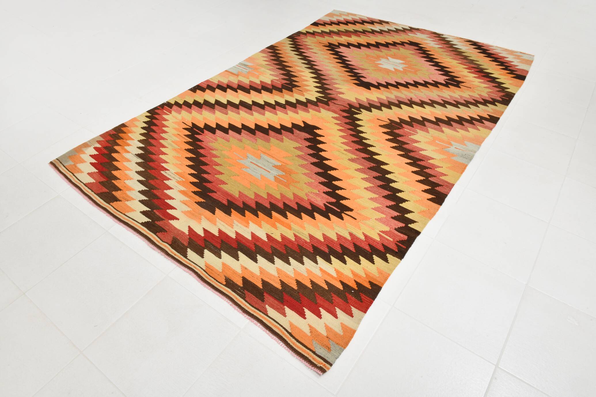 Kilim Turc Vintage en Laine Tissé Main, Tapis Tribal Ancien, 177x291 Cm