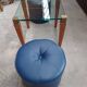 Modernist Design Side Table + 2 Blue Leather Poufs