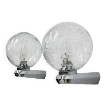 Ensemble de 2 appliques murales en verre bulle, années 1970, style space age.