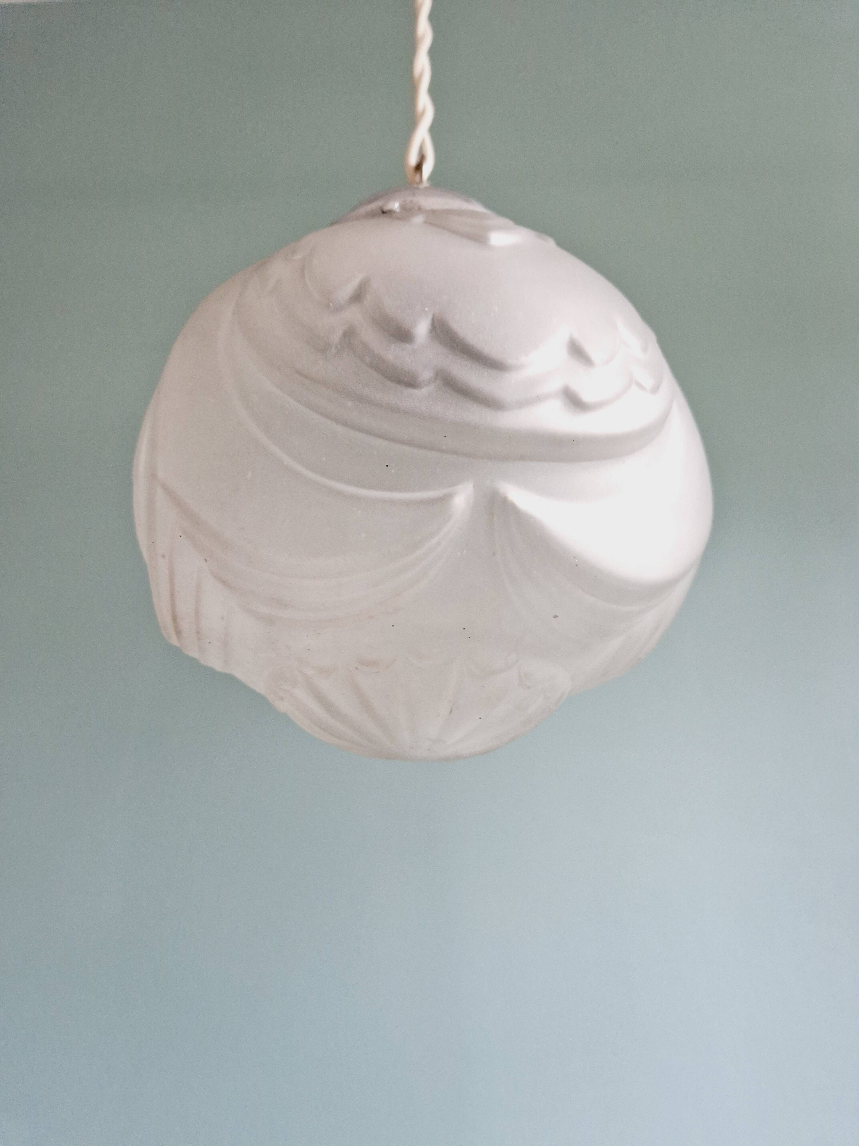 Art Deco pendant lamp in satin glass, 1920s-30s