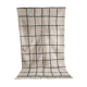 Moroccan Berber carpet Beni Ouarain ecru with largeelle blue checkered 302x190cm