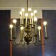 Chandelier with 12 lights in brass, Italy, 1950s