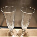 2 flûtes à champagne à pans coupés, fin 19è
