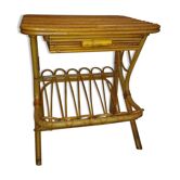 Magazine rack vintage rattan