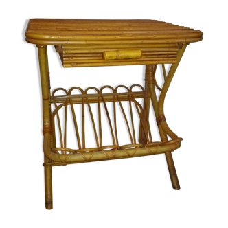 Magazine rack vintage rattan