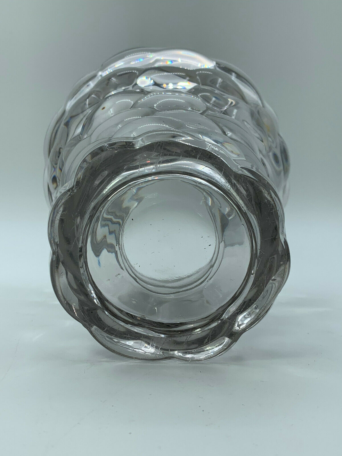 Glass vase or transparent crystal honeycomb art deco