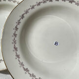 6 opaque porcelain soup plates from Digoin, "Suzy" model