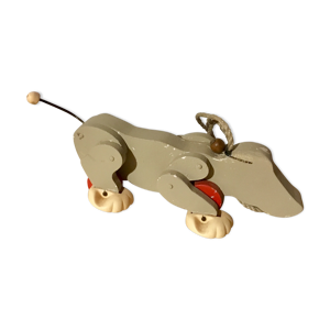 Jouet en bois vintage chien
