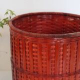 Wastepaper bin, basket, Wicker, Red