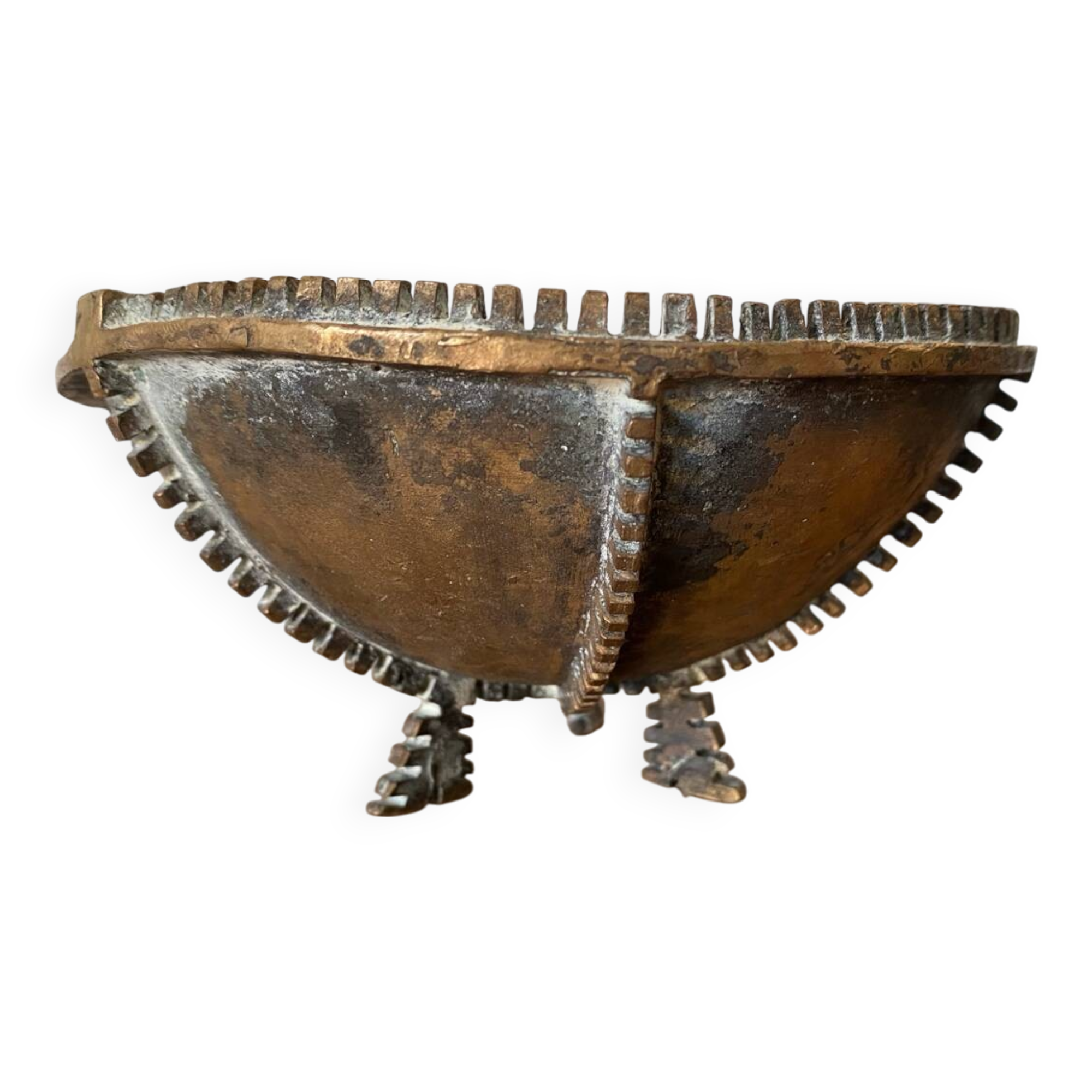 Antique Gilt Bronze Tripod Cup Tray Vintage Decoration #C283