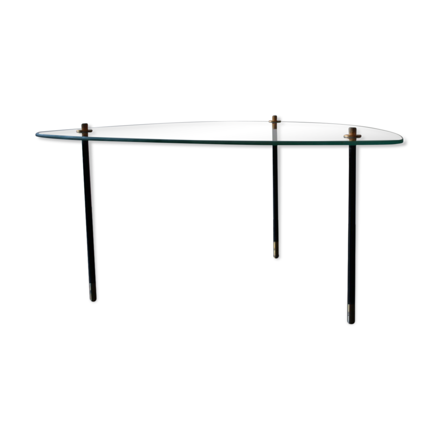 Vintage glass and black-painted brass side table